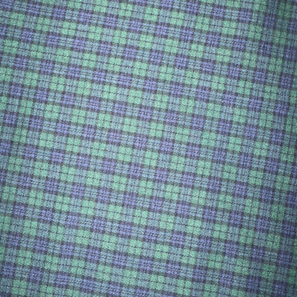 Plaid Double Knit Fabric‎ 2.11 Yards Green Navy Blue Polyester Spandex 44" Wide